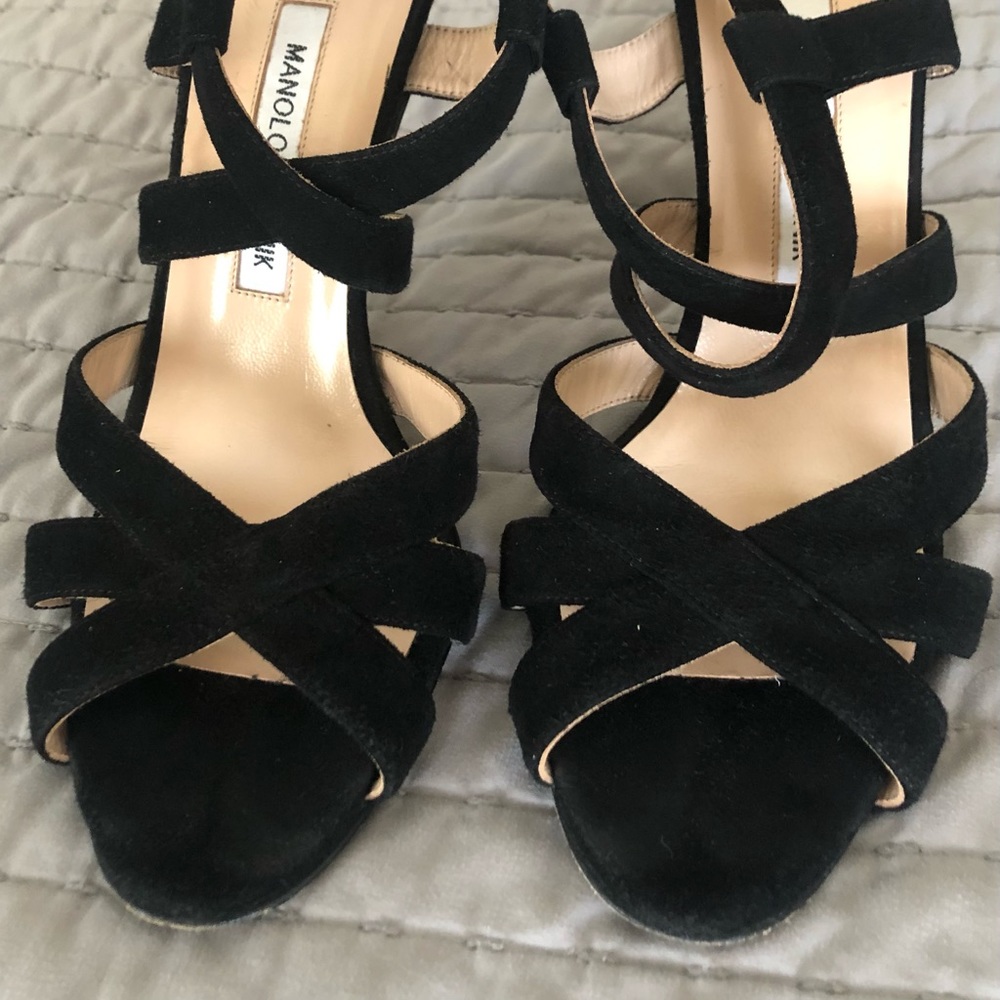 Manolo Blahnik suede heeled sandals